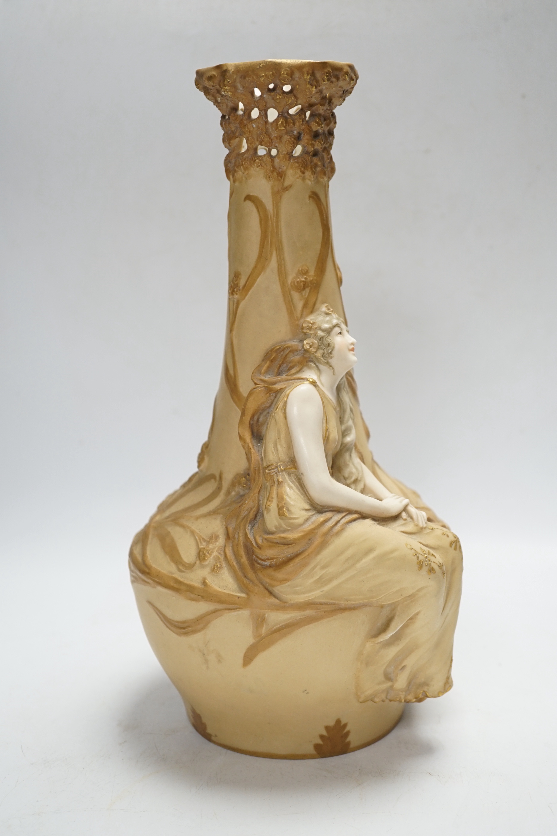 An Ernst Wahliss Vienna vase decorated with a female figure, 30cm